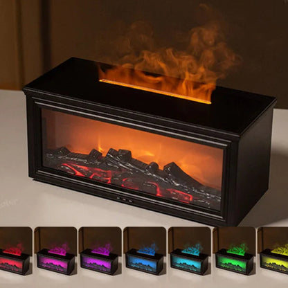 New Colorful Flame Mini Fireplace Aroma Diffuser 280Ml Waterless Auto-Off Air Humidifier with Timer Remote Control for Home Gift