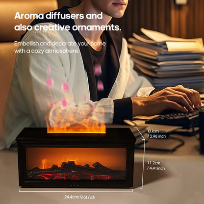 New Colorful Flame Mini Fireplace Aroma Diffuser 280Ml Waterless Auto-Off Air Humidifier with Timer Remote Control for Home Gift