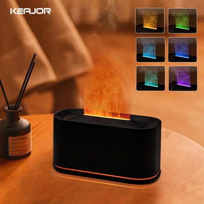 Mini Aroma Diffuser and Air Humidifier with Flame Effect for Home and Bedroom - Ultrasonic Cool Mist Essential Oil Diffuser