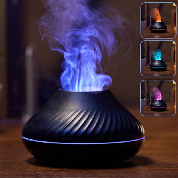 Volcanic Aroma Diffuser Essential Oil Lamp 130Ml USB Portable Air Humidifier with Color Flame Night Light
