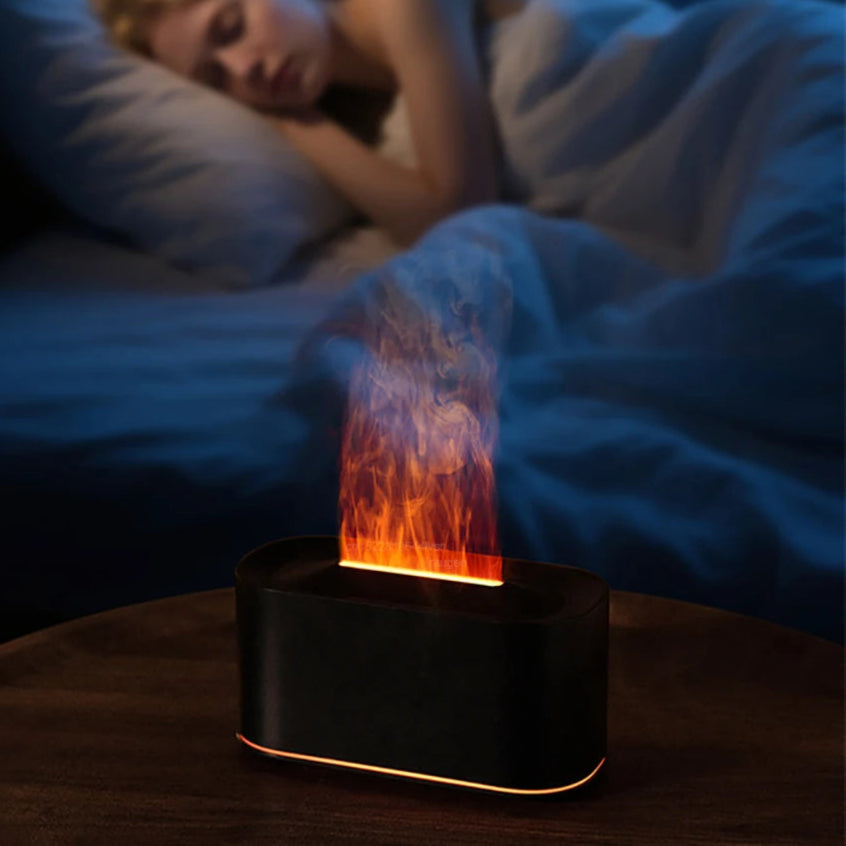 Mini Aroma Diffuser and Air Humidifier with Flame Effect for Home and Bedroom - Ultrasonic Cool Mist Essential Oil Diffuser