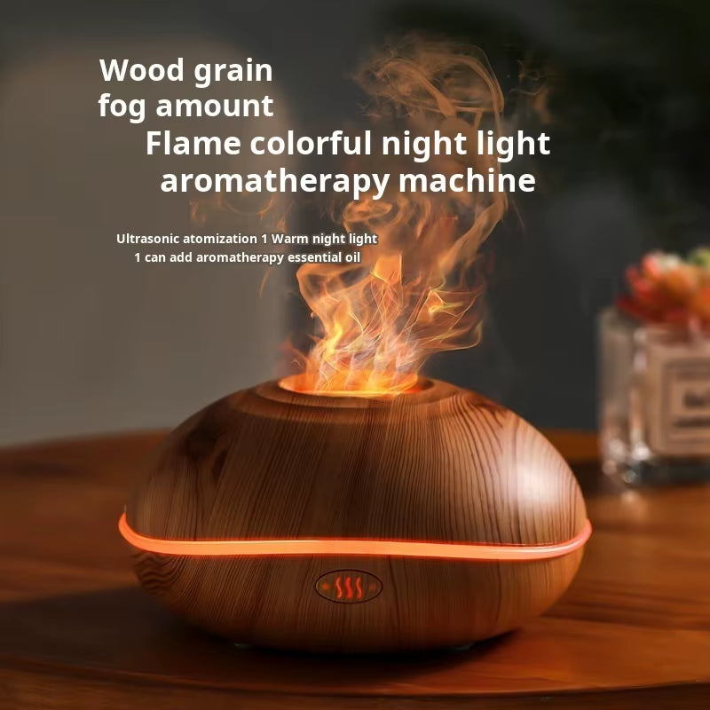 7 Colores Fire Flame Wood Grain Aromatherapy Machine Humidifier Aroma Diffuser Air Ultrasonic Mist Maker Fogger Aroma